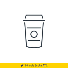 Plastic Cup Icon / Vector - In Line / Stroke Design