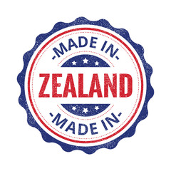 Made in Zealand stamp isolated on white background. Zealand Label.