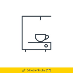 Coffee Maker Icon / Vector - In Line / Stroke Design