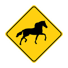 horse silhouette animal traffic sign yellow  vector