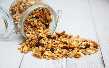homemade granola in jar