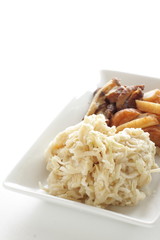 japanese cooking, prepared dried radish and fish cake