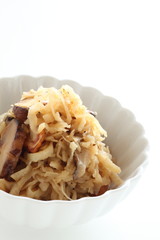 Japanese food, simmered dried radish and mushroom