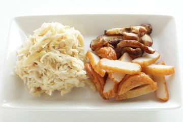 Japanese food, soaked dried daikon and fish cake for cooking image