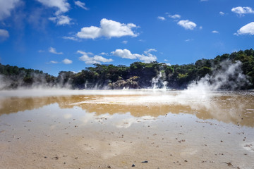 Steaming lake in Waiotapu, Rotorua, New Zealand
