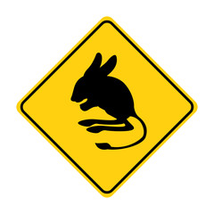 dipus silhouette animal traffic sign yellow  vector