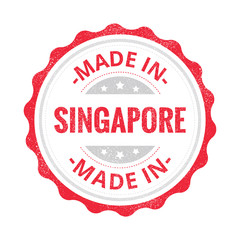 Made in Singapore stamp isolated on white background. Singapore Label.