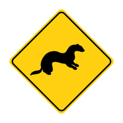 ermine silhouette animal traffic sign yellow  vector