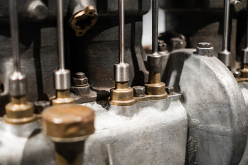 engine interior, inside old airplane motor - mechanical details