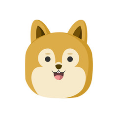 Cute Golden Hair Dog Animal Head Illustration