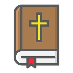 Bible filled outline icon, easter and holiday
