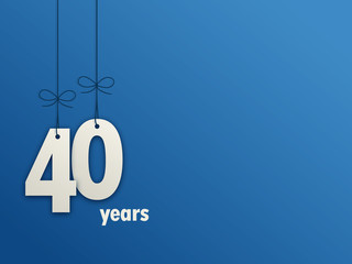 Suspended Number 40 on blue background