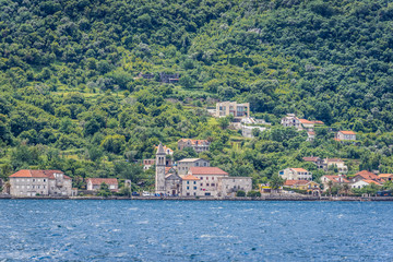 Fototapeta na wymiar Kotor Bay of Adriatic Sea in Montenegro, view with Donji Stoliv village
