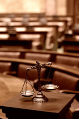 Decorative Scales of Justice, legality concept