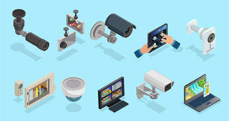 Isometric CCTV Elements Collection