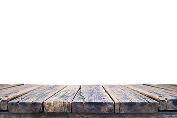 old vintage wood table or board isolated with white background
