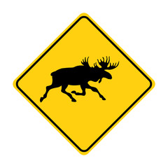 moose silhouette animal traffic sign yellow  vector