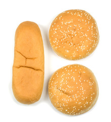 Hamburger rolls and Hot-dog isolated