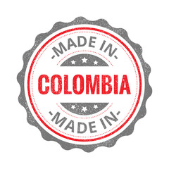 Made in Colombia stamp isolated on white background. Colombia Label.