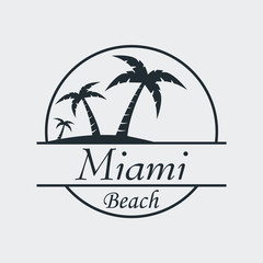 Icono plano Miami beach en fondo gris