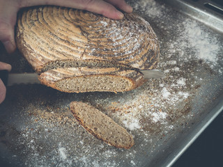 cut warm fresh homemade bread the right way