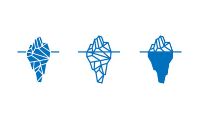 Polygonal iceberg in flat style icon. Vector set