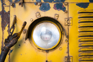 vintage headlight of old train - vehicle light , spot light -