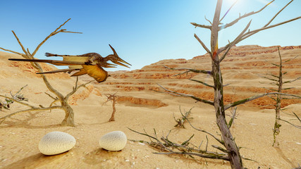 Egg and pterodactyl 3d rendering © satori