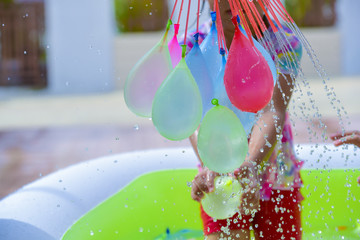 Colorful water balloons for children plays.