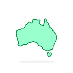 green cartoon thin line australia icon