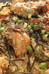 Japanese food, simmered osyter rice with laver