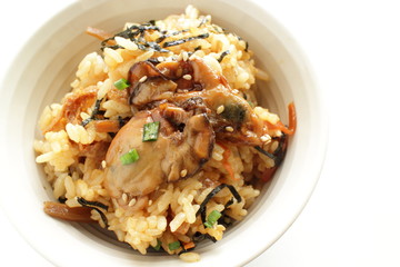 Japanese food, simmered osyter rice with laver