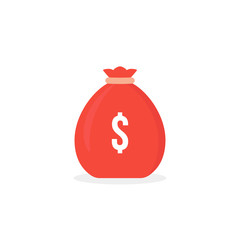 red simple money bag icon isolated on white