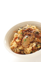 Japanese food, simmered osyter rice with laver