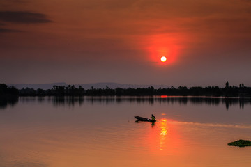 Beautiful sunset on Mekong river , border of Thailand and Laos, Loei province,Thailand.