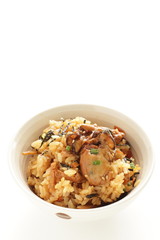 Japanese food, osyter rice with copy space