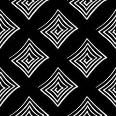Black and white monochrome geometric seamless pattern