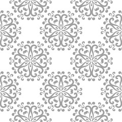 Gray floral seamless pattern on white background