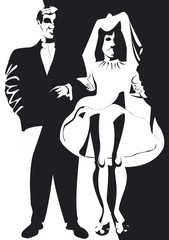 couple se mariant en noir et blanc