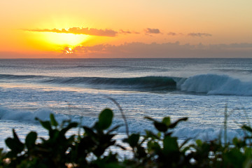 Early morning sunrise with perfect waves 