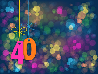 Suspended Number 40 on blue background