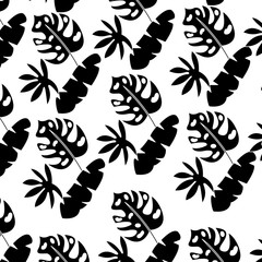 Fototapeta na wymiar tropical differents leaves natural pattern decoration vector illustration
