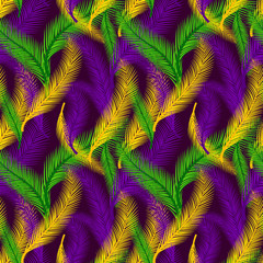 Nature seamless pattern of palms. Color of Mardi Gras. © olga_milagros