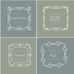 Handdrawn wreaths wedding floral wreaths design elements for invitations greeting cards