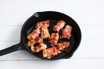 Step by step appetizer butternut squash pear bacon.