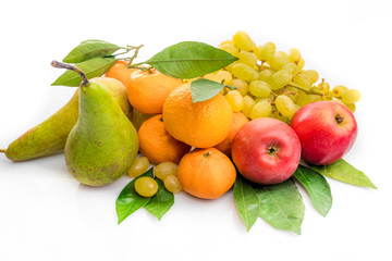 Fresh fruits isolated on a white . Set of different fresh fruits