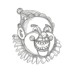 Vintage Circus Clown Head Doodle