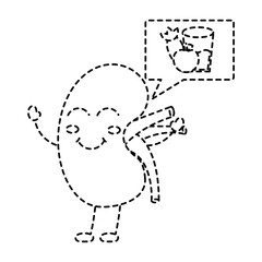 cartoon happy human kidney with speech bubble healthy food vector illustration sticker design