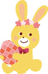 イースターエッグを抱えるウサギのイラスト