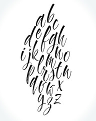 Handwritten lettering vector alphabet. Dry brush texture. Modern calligraphy for your design such logo, invitations, T-shirts, home decor, greeting cards, prints and posters or photography overlay.